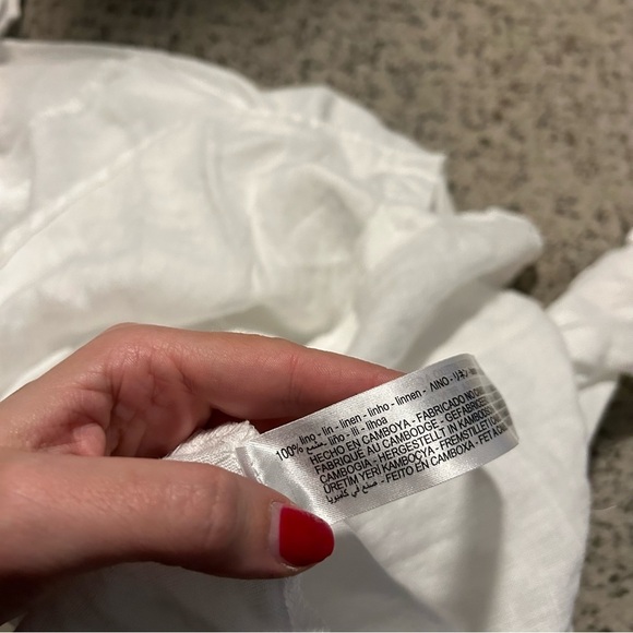 Zara 100% Linen White Button Down Long Sleeve Top Size Small - Picture 5 of 9